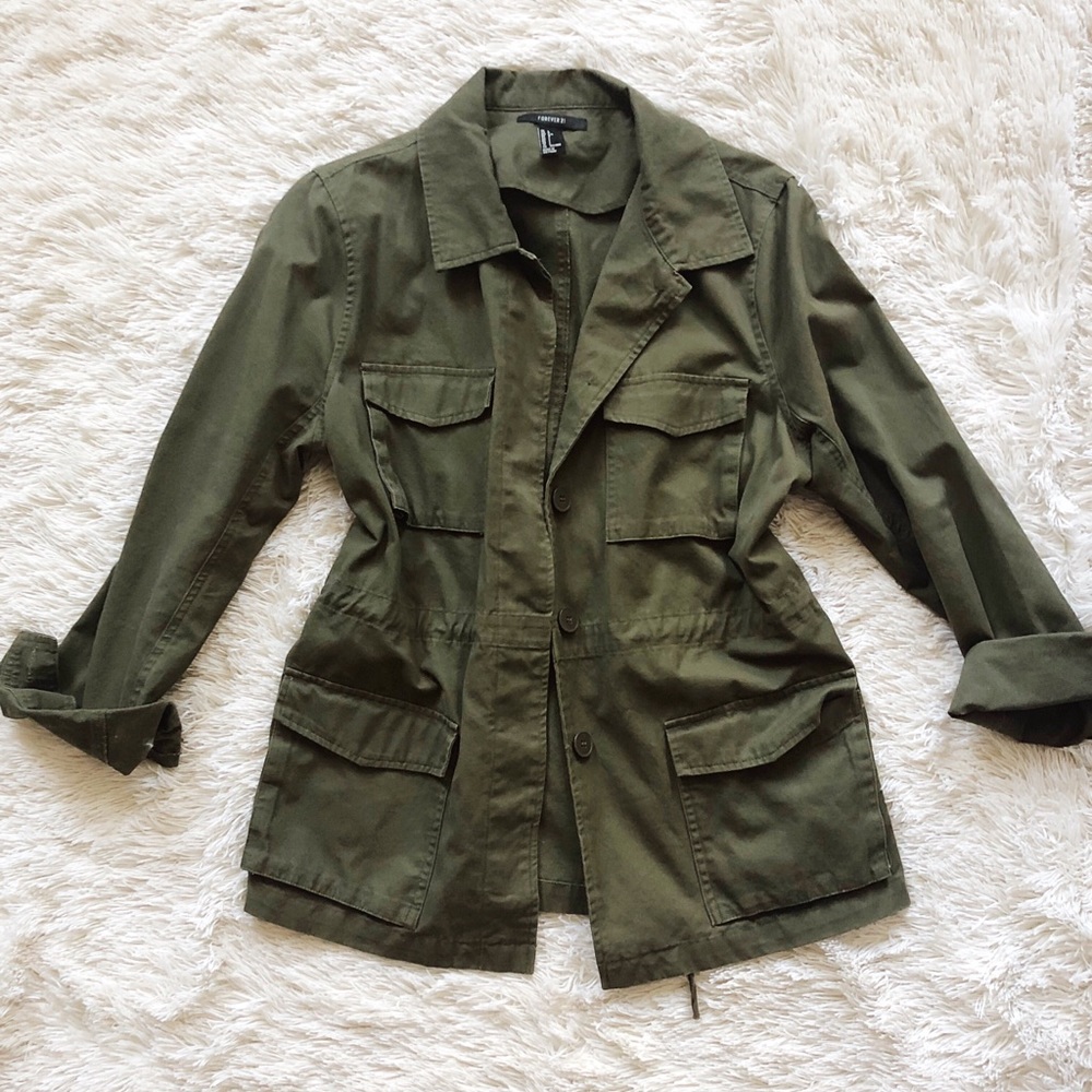 Forever 21 military green jacket